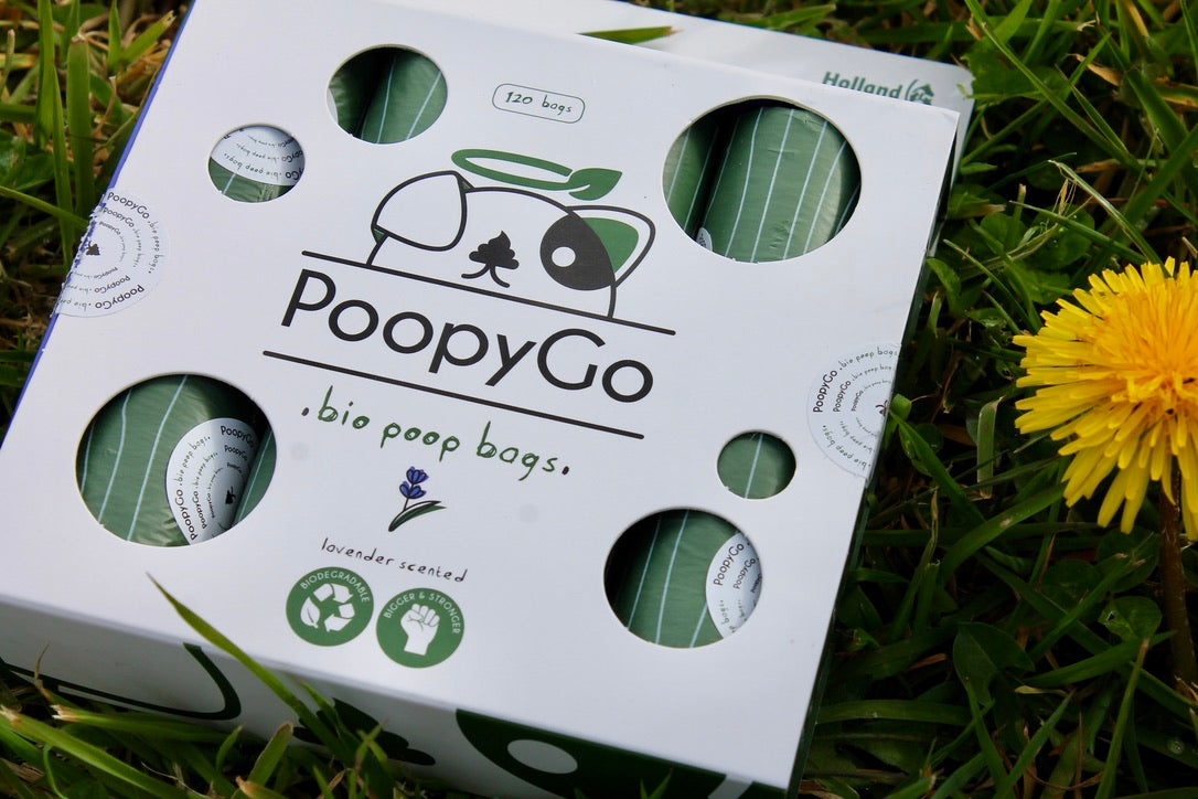 Sac à Kaka 💩 PoopyGo Bio-Dégradable 🌿 8 rouleaux de 15 sachets