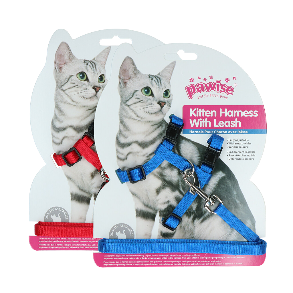 Harnais avec laisse pour Chat & Chaton – Liberté et sécurité en balade – Rouge ou Bleu