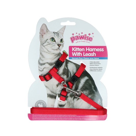 Harnais avec laisse pour Chat & Chaton – Liberté et sécurité en balade – Rouge ou Bleu