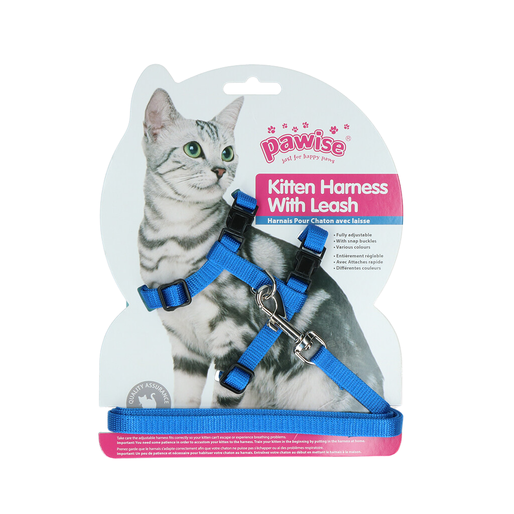 Harnais avec laisse pour Chat & Chaton – Liberté et sécurité en balade – Rouge ou Bleu