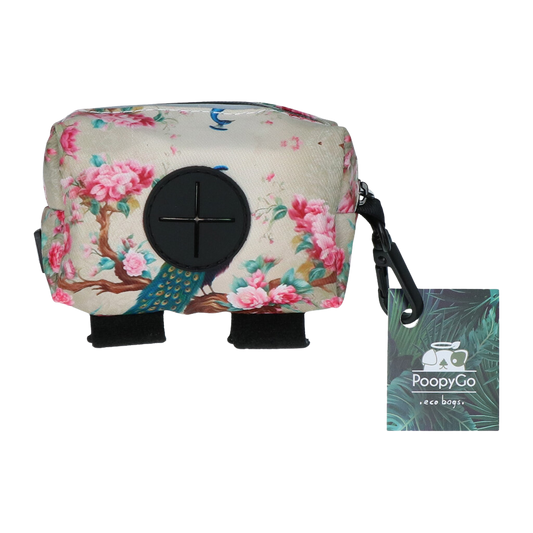 Distributeur de Sac à Kaka PoopyBag 💩 - Imprimé Paon Blanc 🦚