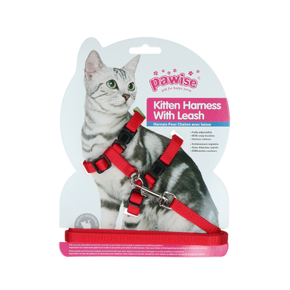 Harnais avec laisse pour Chat & Chaton – Liberté et sécurité en balade – Rouge ou Bleu