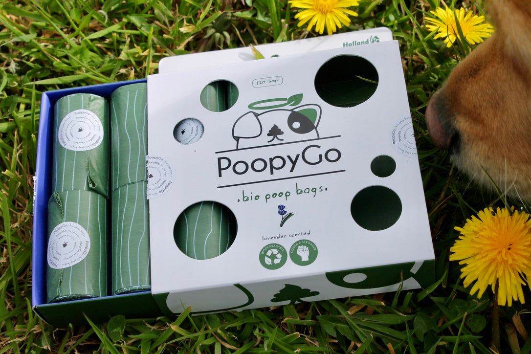 Sac à Kaka 💩 PoopyGo Bio-Dégradable 🌿 8 rouleaux de 15 sachets