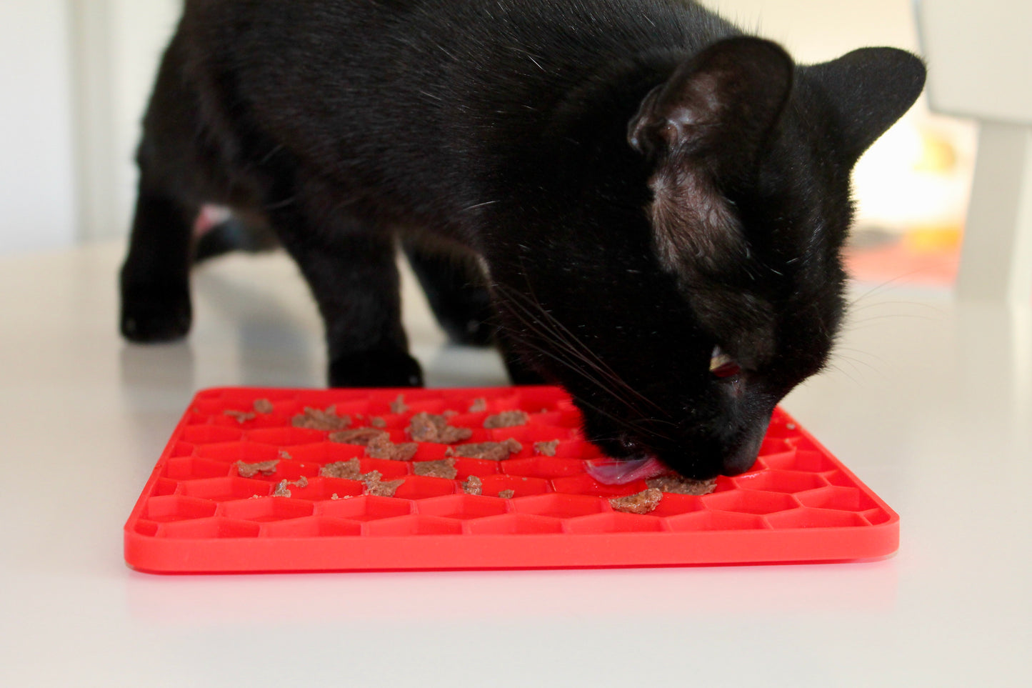 Tapis de Léchage Nid d'Abeille pour Chien & Chat - Rouge