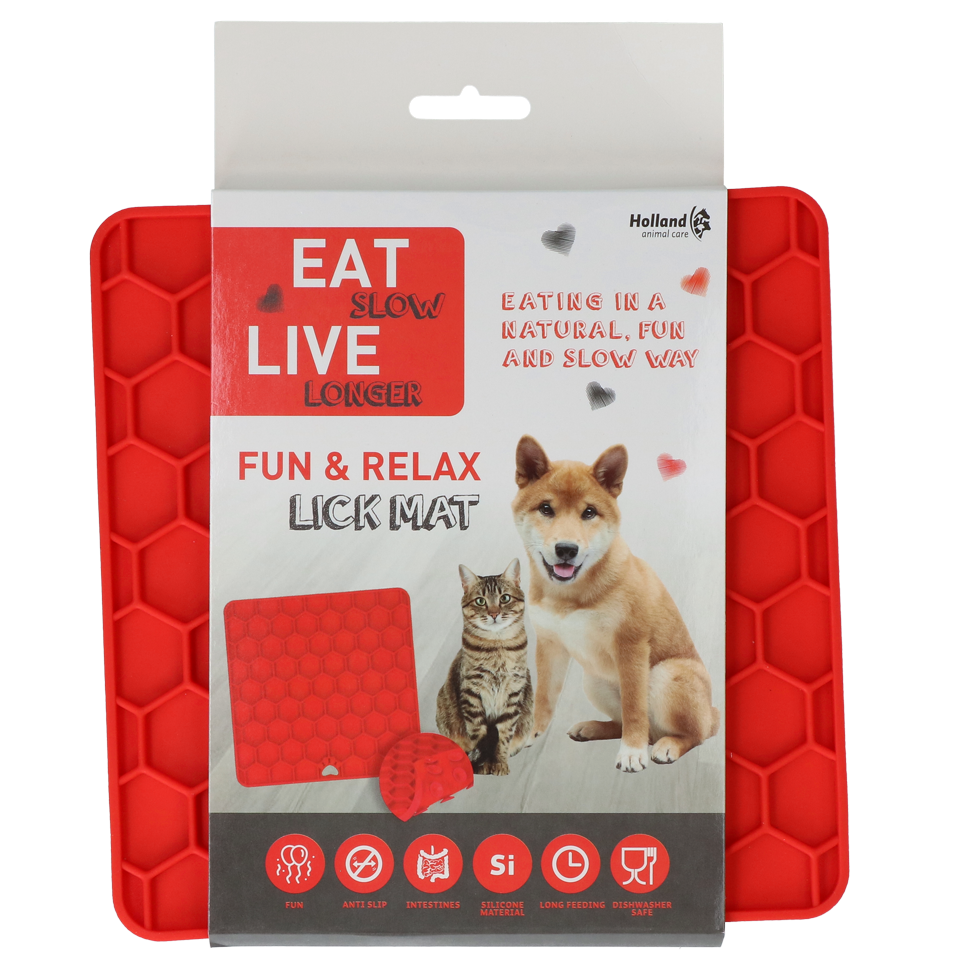 Tapis de Léchage Nid d'Abeille pour Chien & Chat - Rouge