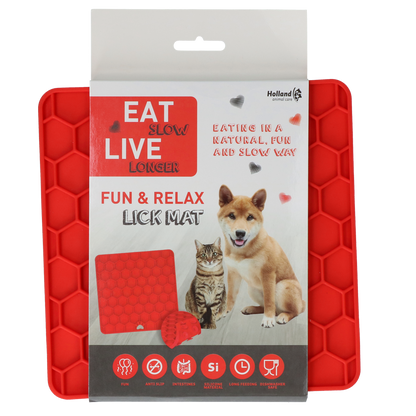 Tapis de Léchage Nid d'Abeille pour Chien & Chat - Rouge