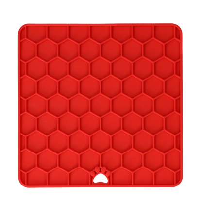 Tapis de Léchage Nid d'Abeille pour Chien & Chat - Rouge