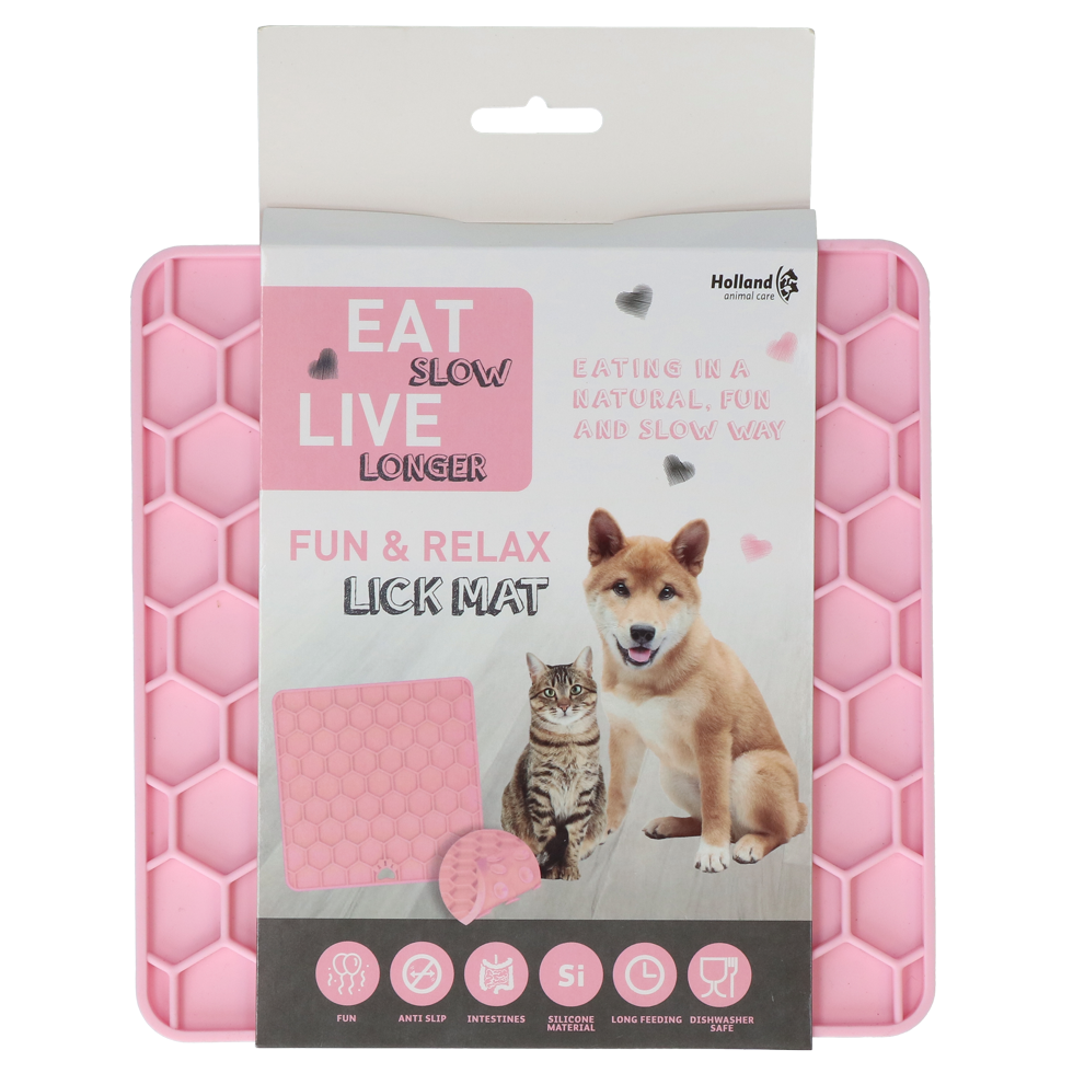 Tapis de Léchage Nid d'Abeille pour Chien & Chat - Rose