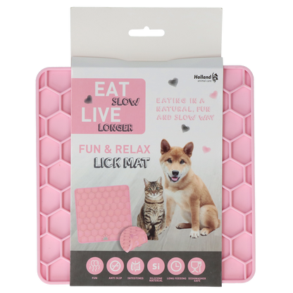 Tapis de Léchage Nid d'Abeille pour Chien & Chat - Rose