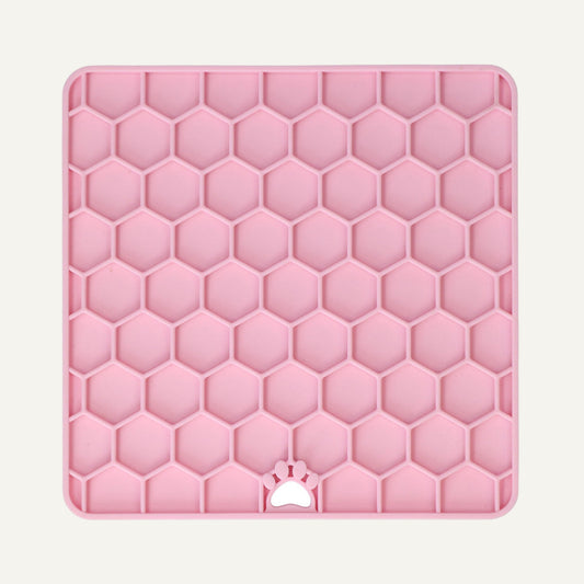 Tapis de Léchage Nid d'Abeille pour Chien & Chat - Rose
