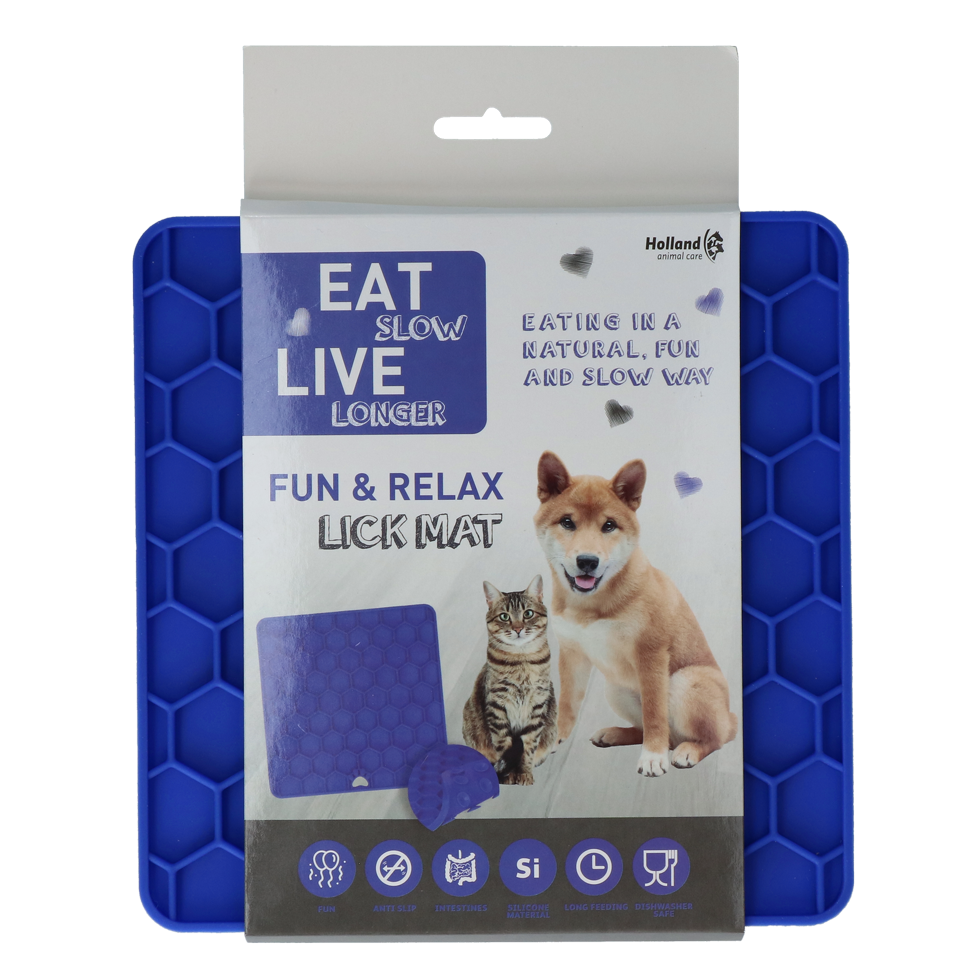 Tapis de Léchage Nid d'Abeille pour Chien & Chat - Bleu
