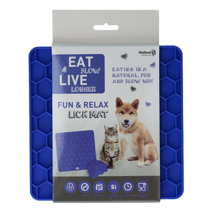 Tapis de Léchage Nid d'Abeille pour Chien & Chat - Bleu