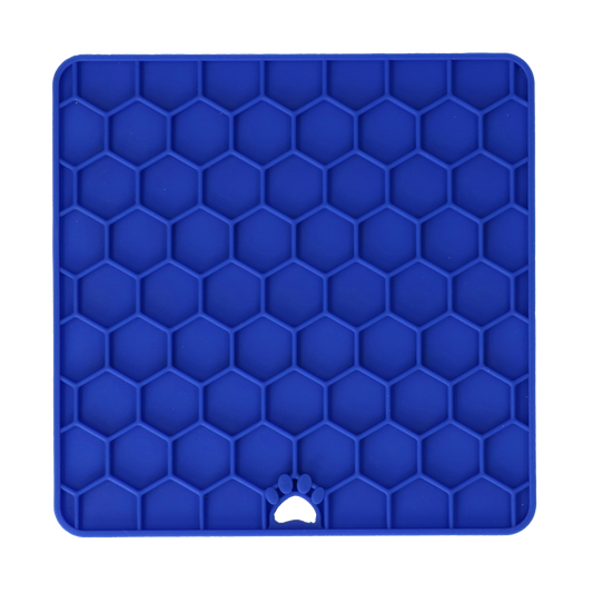 Tapis de Léchage Nid d'Abeille pour Chien & Chat - Bleu