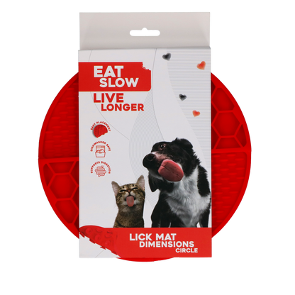 Tapis de Léchage Cercle en Nid d'Abeille & Douce Collines pour Chat et Chien - Rouge