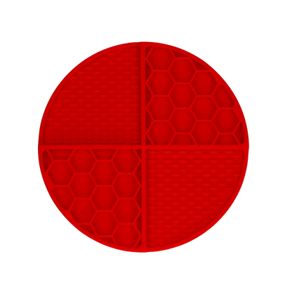 Tapis de Léchage Cercle en Nid d'Abeille & Douce Collines pour Chat et Chien - Rouge