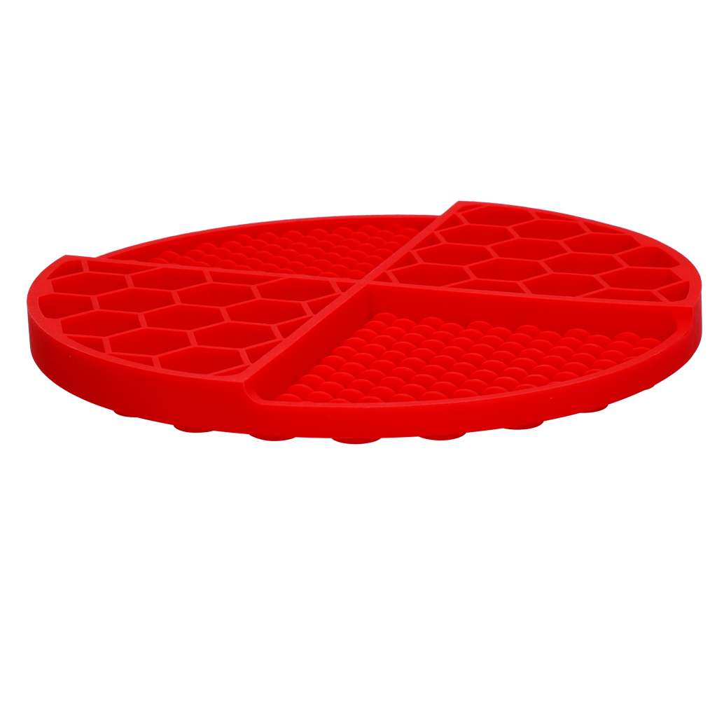 Tapis de Léchage Cercle en Nid d'Abeille & Douce Collines pour Chat et Chien - Rouge