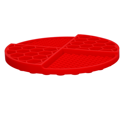 Tapis de Léchage Cercle en Nid d'Abeille & Douce Collines pour Chat et Chien - Rouge