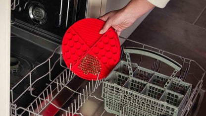 Tapis de Léchage Cercle en Nid d'Abeille & Douce Collines pour Chat et Chien - Rouge