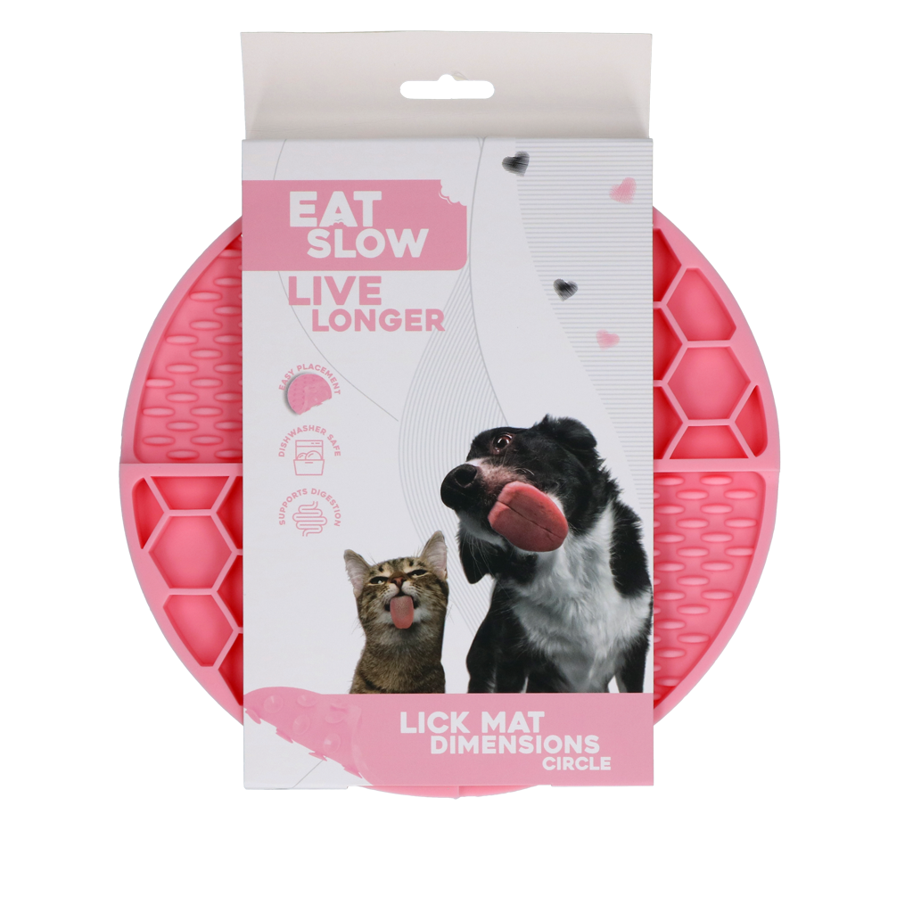 Tapis de Léchage Cercle en Nid d'Abeille & Douce Collines pour Chat et Chien - Rose