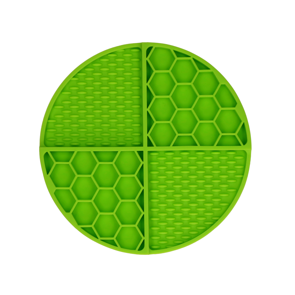 Tapis de Léchage Cercle en Nid d'Abeille & Douce Collines pour Chat et Chien- Vert