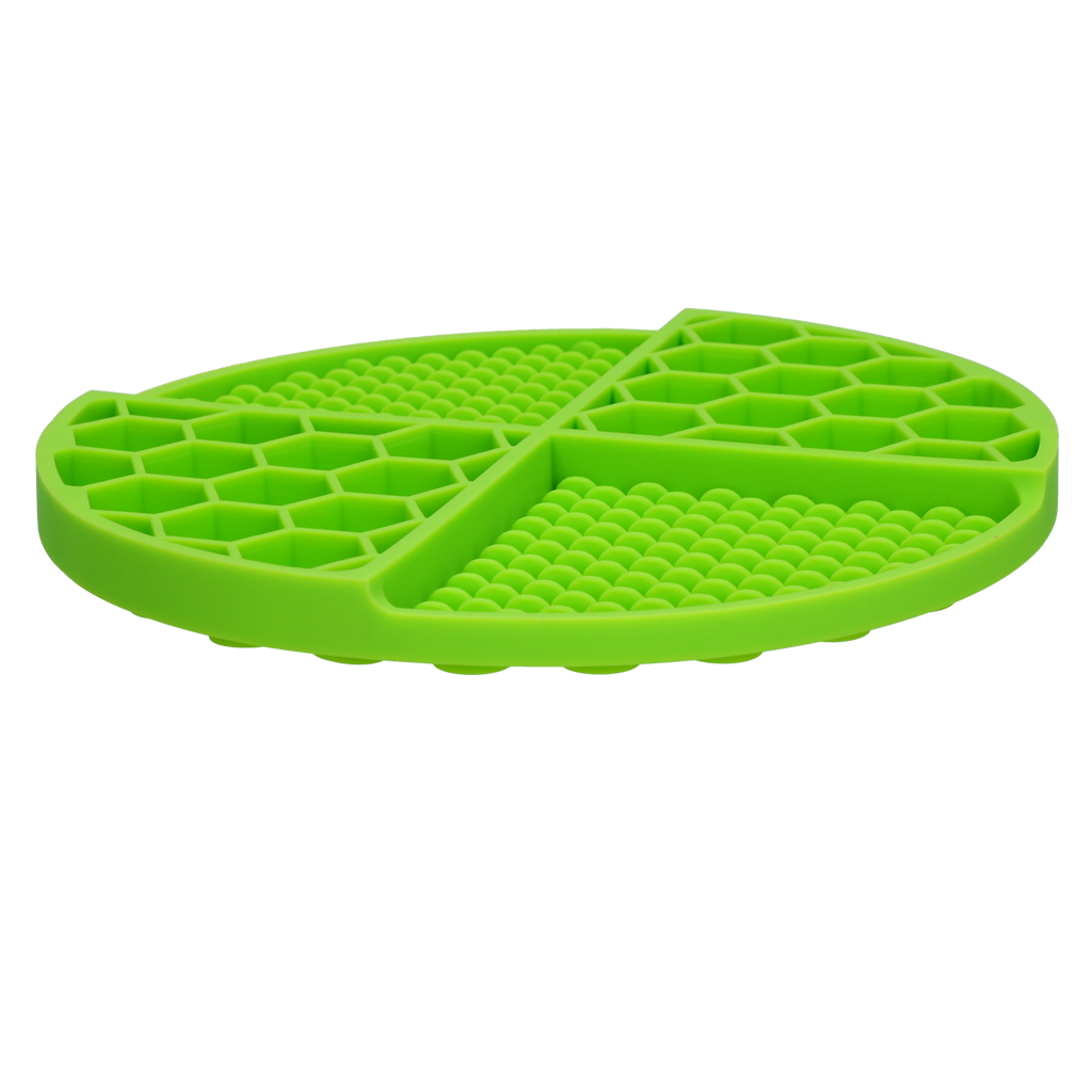 Tapis de Léchage Cercle en Nid d'Abeille & Douce Collines pour Chat et Chien- Vert