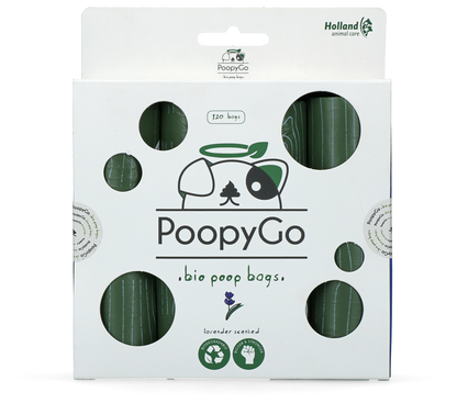 Sac à Kaka 💩 PoopyGo Bio-Dégradable 🌿 8 rouleaux de 15 sachets